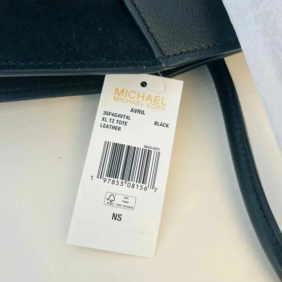 Michael Kors Purse & Wallet Avril Extra-Large Leather and Suede Tote Bag Black - Picture 9 of 12